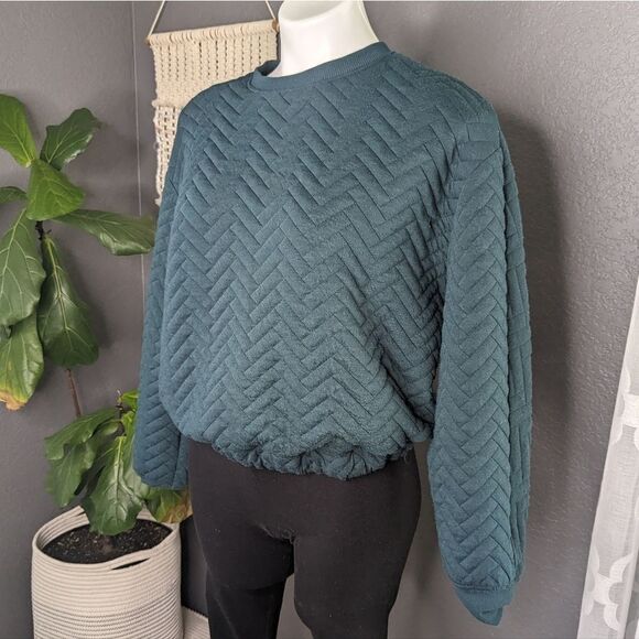 Teal Quilted Sweatshirt A New Day - Picture 1 of 7